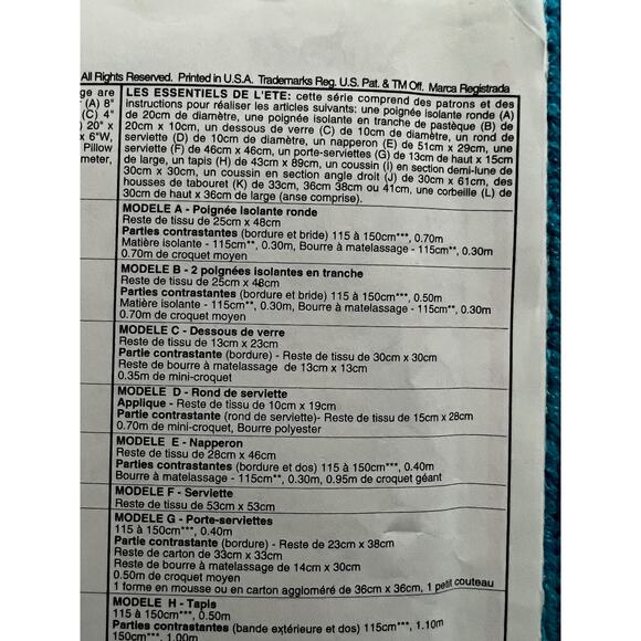 McCalls pattern 6475 watermelon mat placemat napkins patholder - Picture 5 of 6